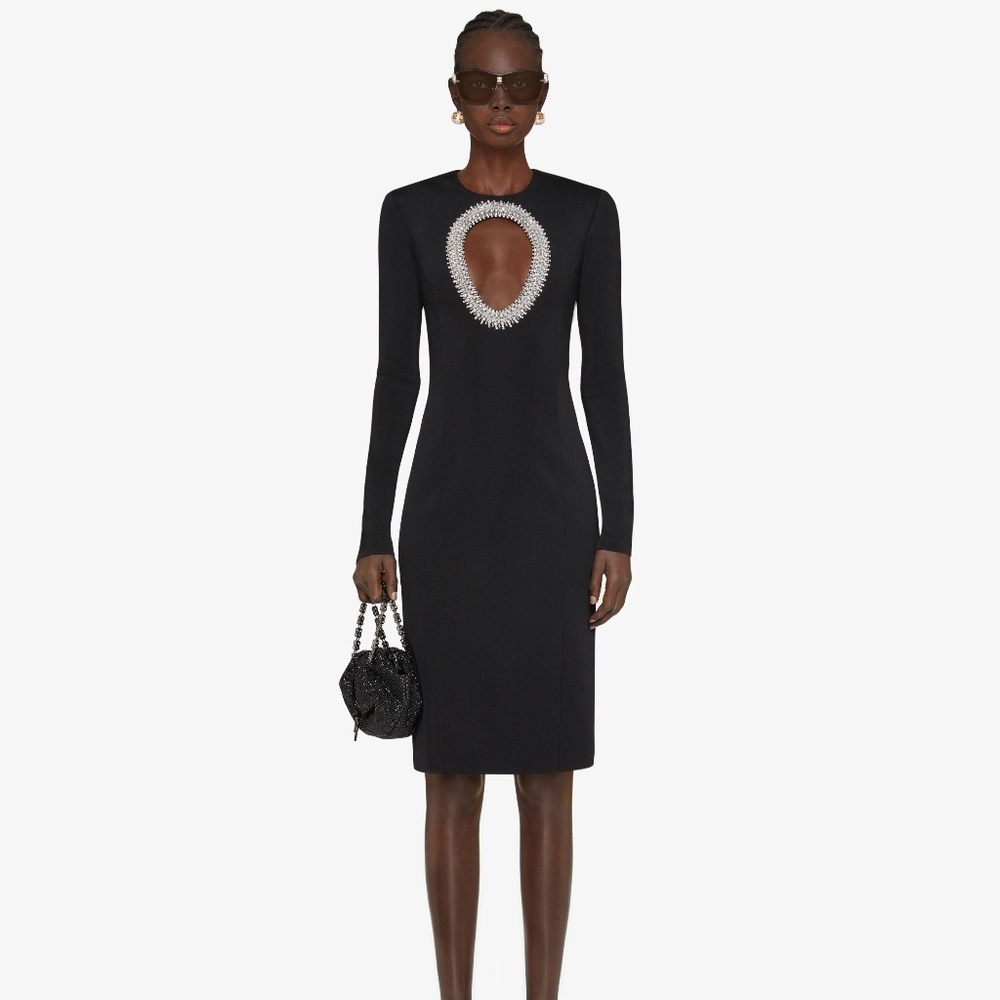 Givenchy Black Knit Dress w/ Crystal Chain Embellishment - NEW WITH TAGS